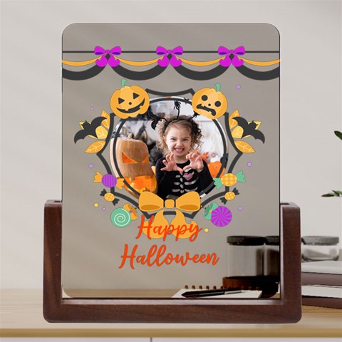 Personalized Photo Ribbon With Pumpkin Frame Acrylic Uv Print 6  Tabletop Frame By Katy Front