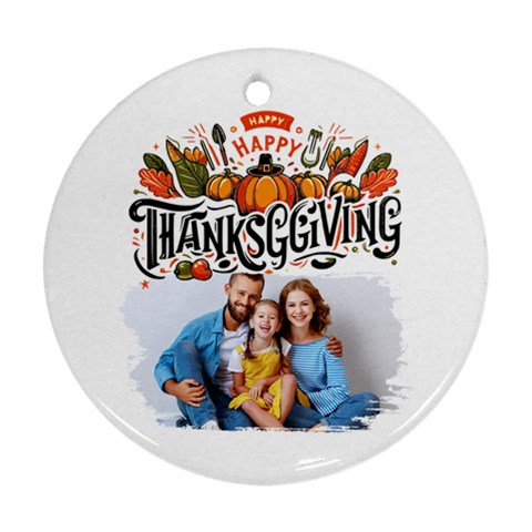 Personalized Thanksgiving Photo Round Ornament By Joe Back