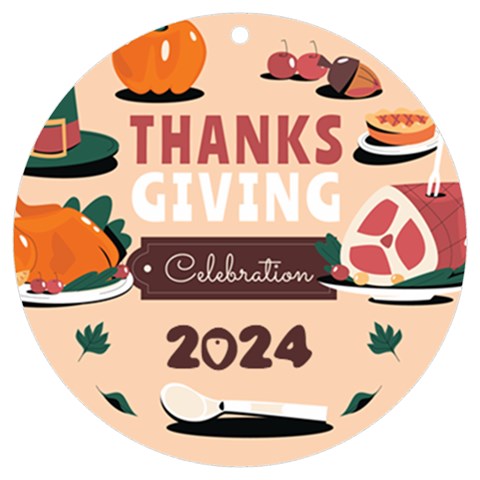 Personalized Thanksgiving Uv Print Round Ornament By Joe Front