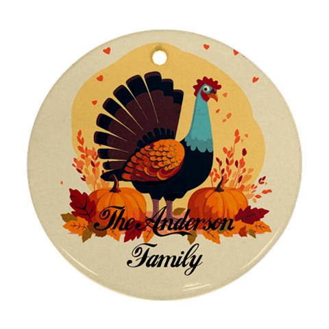 Personalized Thanksgiving Photo Family Name Any Text Round Ornament By Joe Front