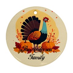 Personalized Thanksgiving Photo Family Name Any Text Round Ornament - Round Ornament (Two Sides)