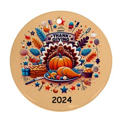 Personalized Thanksgiving Year Photo Round Ornament - Round Ornament (Two Sides)