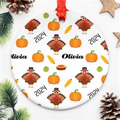 Personalized Thanksgiving Year Any Text Photo Round Ornament