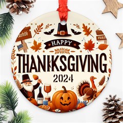 Personalized Thanksgiving Year Photo Round Ornament - Round Ornament (Two Sides)