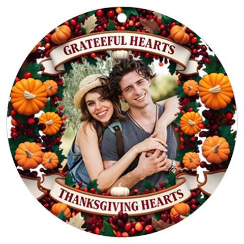 Personalized Thanksgiving Photo Round Ornament By Joe Front