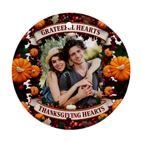 Personalized Thanksgiving Photo Round Ornament By Joe Front