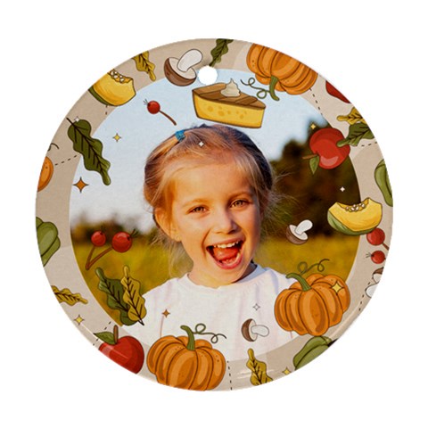 Personalized Thanksgiving Any Text Photo Round Ornament By Joe Front