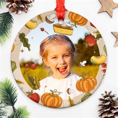 Personalized Thanksgiving Any Text Photo Round Ornament