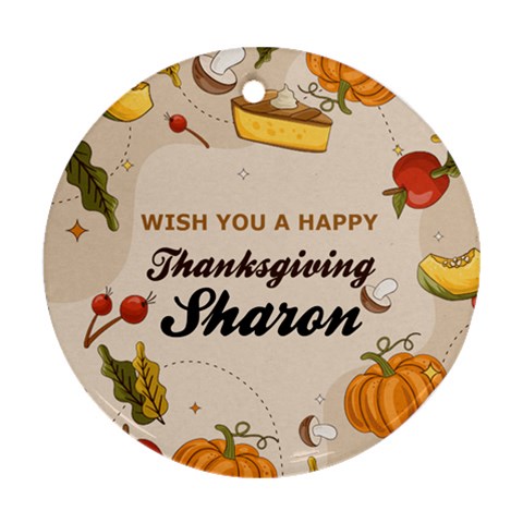 Personalized Thanksgiving Any Text Photo Round Ornament By Joe Back