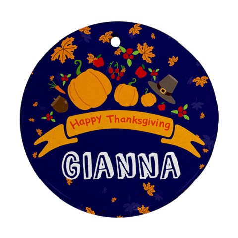 Personalized Thanksgiving Photo Any Text Round Ornament By Joe Front