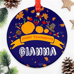 Personalized Thanksgiving Photo Any Text Round Ornament