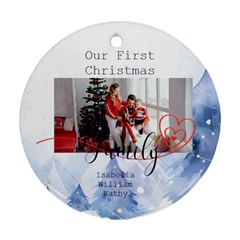 Personalized Photo Any Text Christmas Family Round Ornament - Round Ornament (Two Sides)