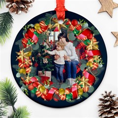 Personalized Photo Any Text Christmas Round Ornament