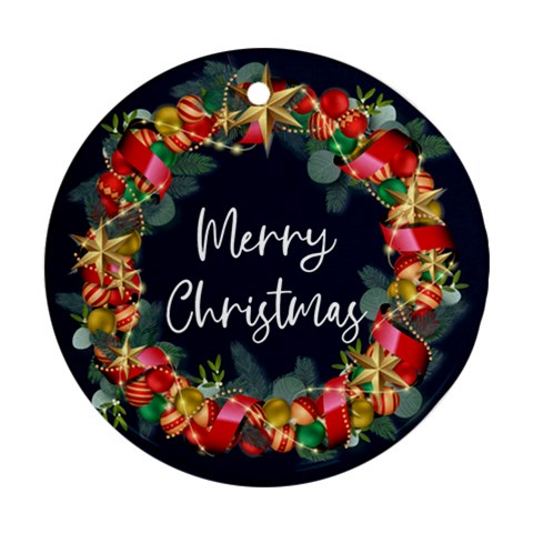 Personalized Photo Any Text Christmas Round Ornament By Katy Back