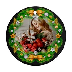 Personalized Photo Any Text Christmas Round Ornament - Round Ornament (Two Sides)