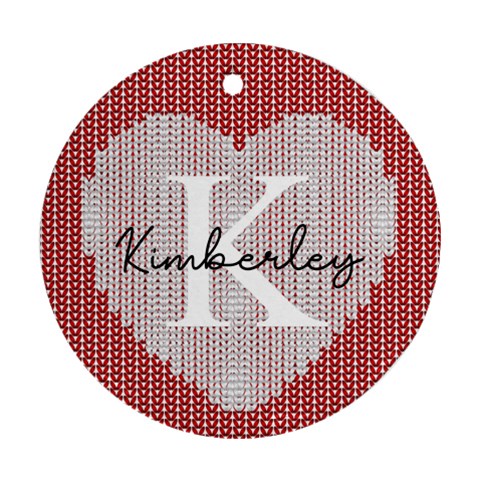 Personalized Photo Any Text Christmas Knitted Style Round Ornament By Katy Back