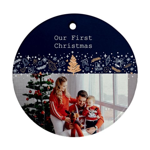 Personalized Photo Any Text Christmas Round Ornament By Katy Front