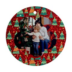 Personalized Photo Any Text Christmas Round Ornament