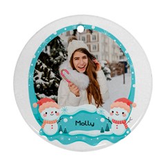 Personalized Photo Any Text Christmas Snow Man Round Ornament