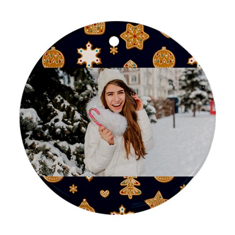 Personalized Photo Any Text Christmas Round Ornament By Katy Front