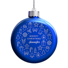 Personalized Christmas Any Text Name Led Glass Round Ornament