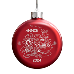 Personalized Christmas Any Text Name Led Glass Round Ornament