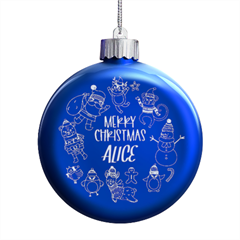 Personalized Christmas Any Text Name Led Glass Round Ornament