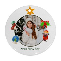 Personalized Photo Any Text Christmas Round Ornament