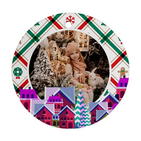 Personalized Photo Christmas Round Ornament By Katy Front