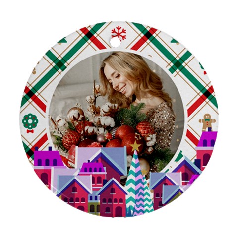 Personalized Photo Christmas Round Ornament By Katy Back