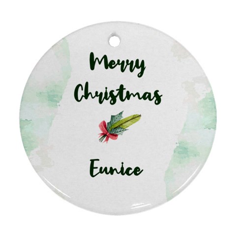 Personalized Photo Any Text Christmas Round Ornament By Katy Back