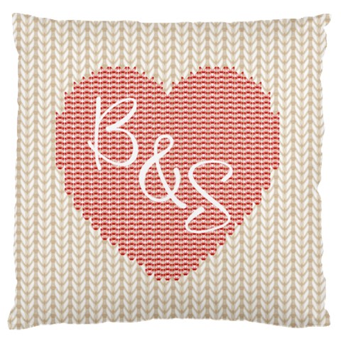 Personalized Photo Christmas Knitted Heart Large Cushion Case  By Katy Back