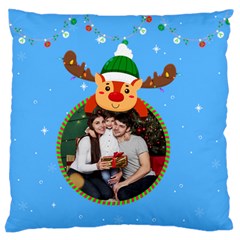 Personalized Photo Christmas Ball Deer Large Cushion Case  - Large Cushion Case (Two Sides)