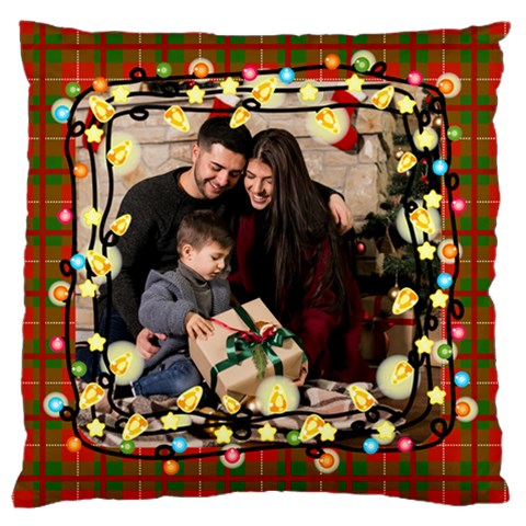 Personalized Photo Christmas Light Large Cushion Case  By Katy Front