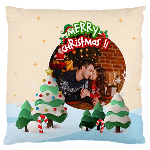 Personalized Photo Christmas Tree Large Cushion Case  By Katy Front