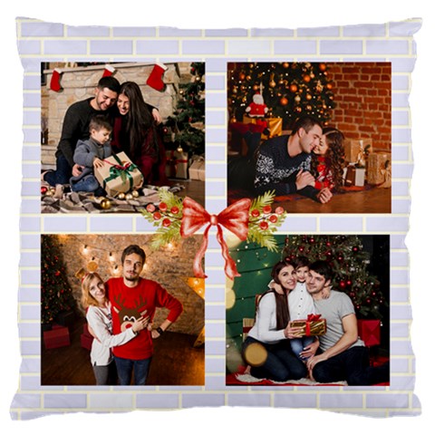 Personalized 4 Photo Christmas Large Cushion Case  By Katy Front