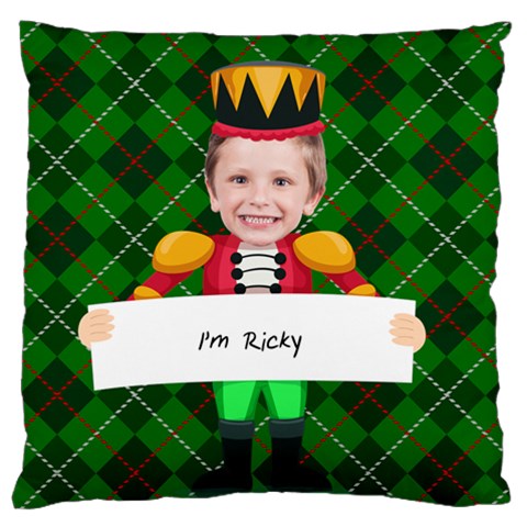 Personalized Photo Christmas Nutcracker Large Cushion Case  By Katy Front