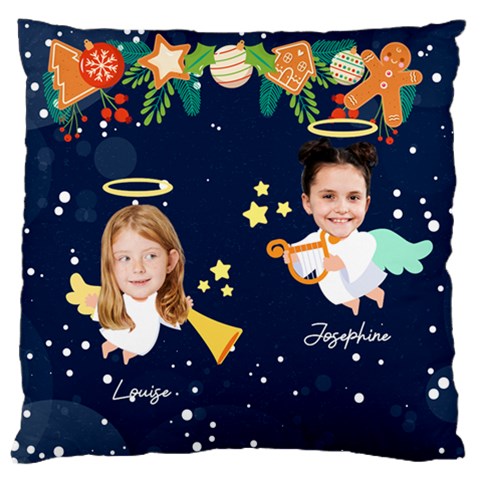 Personalized Photo Christmas Angel Large Cushion Case  By Katy Front