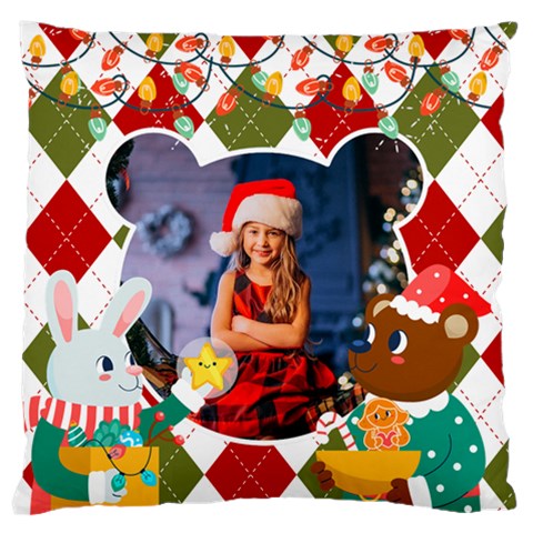 Personalized Photo Christmas Large Cushion Case  By Katy Front