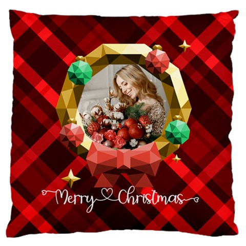 Personalized Photo Christmas Large Cushion Case  By Katy Front