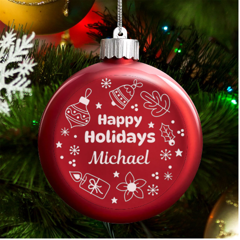 Personalized Christmas Any Text Name Led Glass Round Ornament By Joe Front