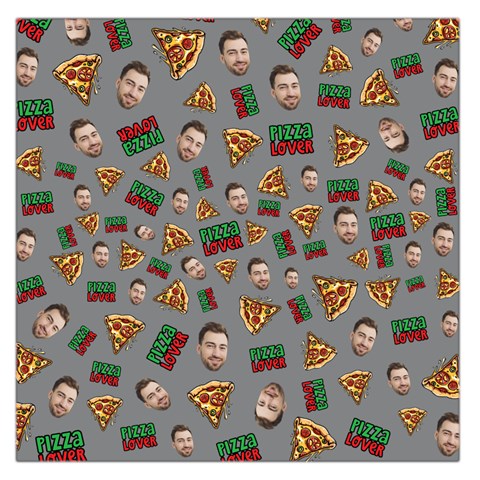 Personalized Photo Many Face Head Pizza Lover Square Satin Scarf By Joe Front