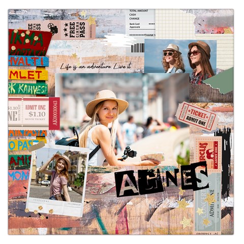 Personalized Life Adventure Style Travel Collage Photo Name Square Satin Scarf By Joe Front