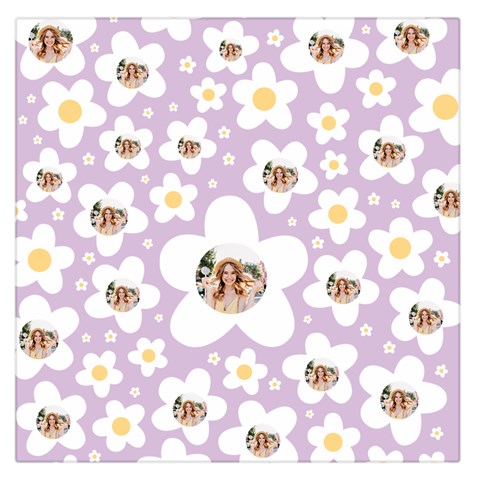 Personalized Photo Floral Pattern Square Satin Scarf By Joe Front