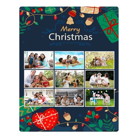 Personalized Christmas Photo Name Any Text Two Sides Premium Plush Fleece Blanket By Joe 80 x60  Blanket Back