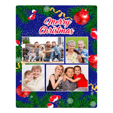 Personalized Christmas Photo Name Any Text Two Sides Premium Plush Fleece Blanket By Joe 80 x60  Blanket Front