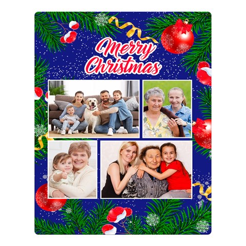 Personalized Christmas Photo Name Any Text Two Sides Premium Plush Fleece Blanket By Joe 80 x60  Blanket Back