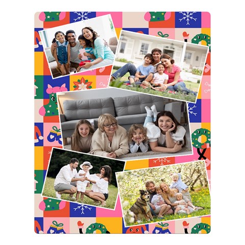 Personalized Christmas Photo Name Any Text Two Sides Premium Plush Fleece Blanket By Joe 80 x60  Blanket Front