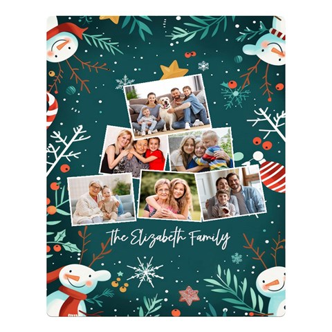 Personalized Christmas Photo Name Any Text Two Sides Premium Plush Fleece Blanket By Joe 80 x60  Blanket Back