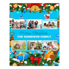 Personalized Christmas Photo Name Any Text Two Sides Premium Plush Fleece Blanket